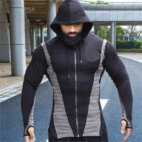 Fashion Mens Slim Fit Hoodie Drawstring Zip Up Coat Sports Sweatshirts Outwear Long Sleeves Leisure Comfort 2020 Hot