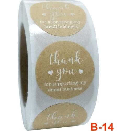 For Your Small Business 2.5cm Dia Circle Thankyou Handemade Adhesive Stickers White Printing Kraft Color Paper Label