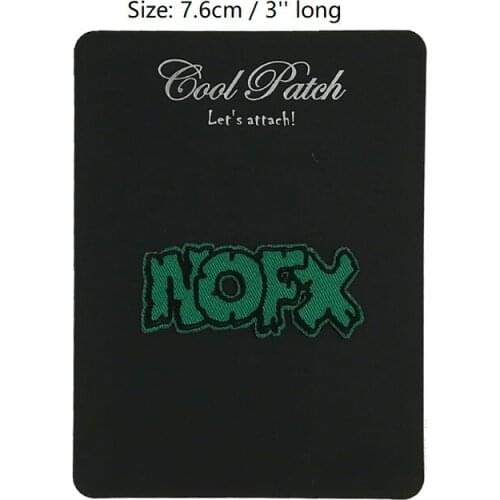 NOFX GREEN STRIPE Music Band Biker Vest Patches EMBROIDERED IRON On Patches for clothing heavy metal APPLIQUE Rock Punk Badge