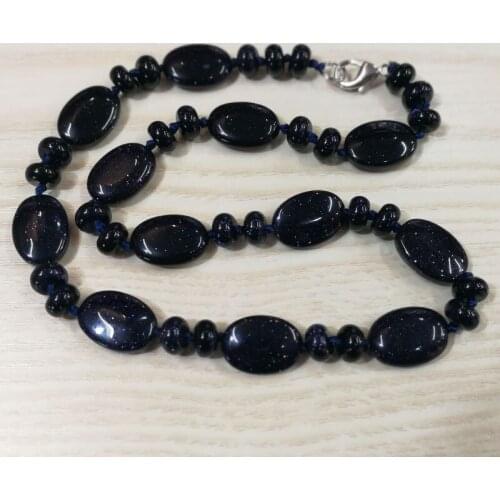 Wholesale Fashion blue sand stone charms oval shape and round beads pendants & necklace jewelry 1pc free shipping