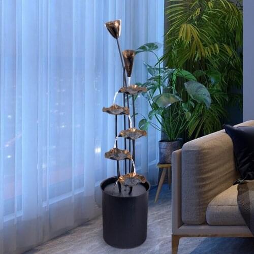 Zq Simple Lotus Decoration Running Water Living Room Office Store Floor Fountain Circulating Water Landscape Chinese Style