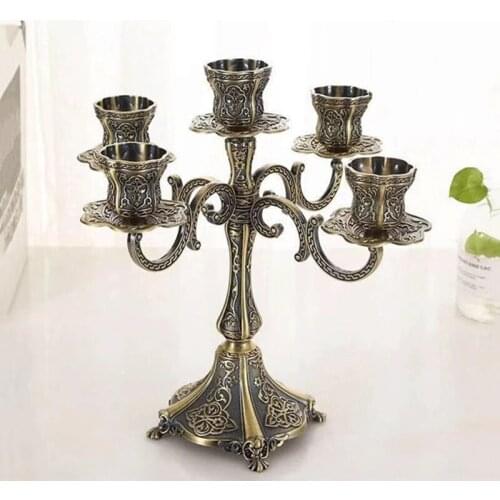 Luxury European Metal Candle Holders Bronze Color Candelabra Wedding Party Table Centerpieces Decor Home Romantic Candlestick