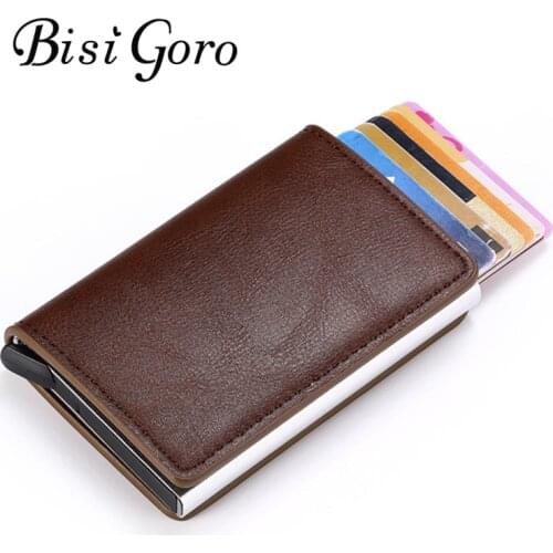 BISI GORO Smart Wallet Aluminum Box Credit Card Holder for Men and Women Slim Wallet RFID Holder Card Case Business Card Wallet