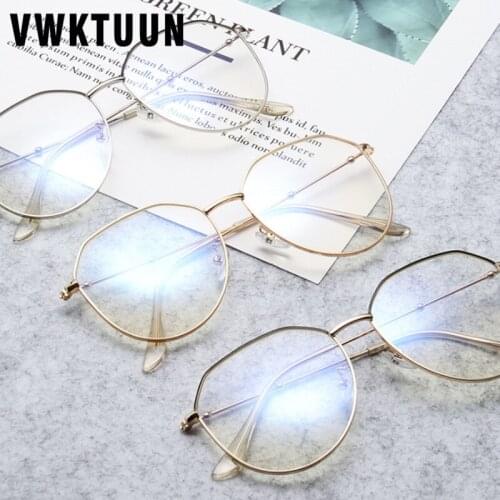 VWKTUUN Myopia Eyeglasses Frame Women Eye Glasses Frame Men Vintage Irregular Glasses Frames Light Plain Fkae Glasses