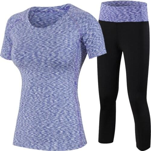 Womens sportswear 2 pieces suits compression sets tracksuit wear bodybuilding running fitness sweatsuit workout clothes female