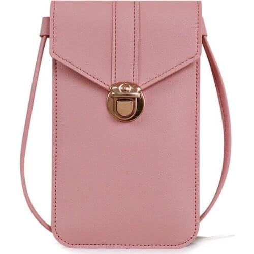 Womens Touch Screen Wallets Transparent Cell Phone Crossbody Bag Female Fashion Purses Handbags Buckle Mini Shoulder Pouch Bags