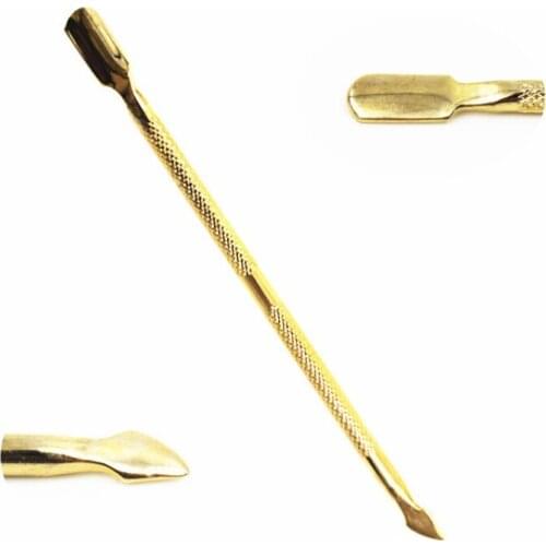 Gold Cuticle Pusher Cutter Remover Salon Stainless Steel Acetone Gel Nail Polish Peeler Scraper Durable Professional Pedicure
