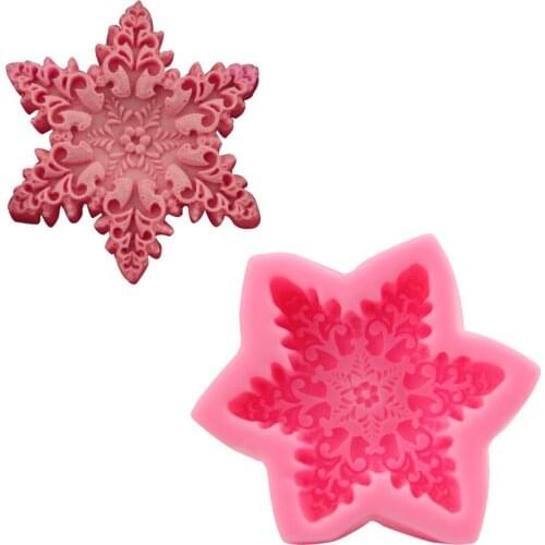 10.6*9*2.5CM Big Snowflake Hexagon Flower DIY Handmade Soap Mould Baking Cake Tool Liquid Silicone Mould