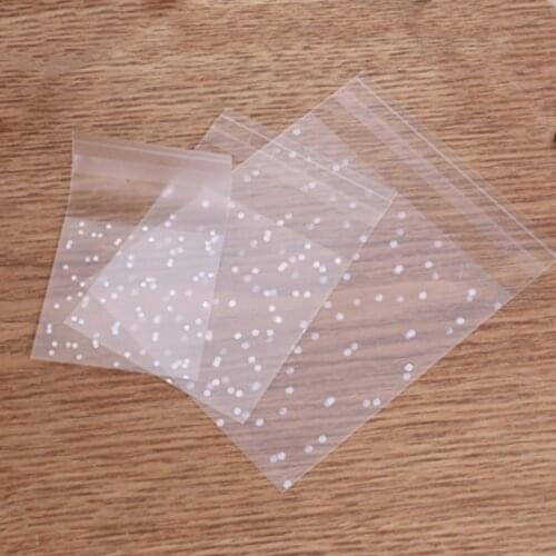 100pcs Plastic Transparent Cellophane Polka Dot Candy Cookie Gift Bag with DIY Self Adhesive Pouch Wedding Birthday Party