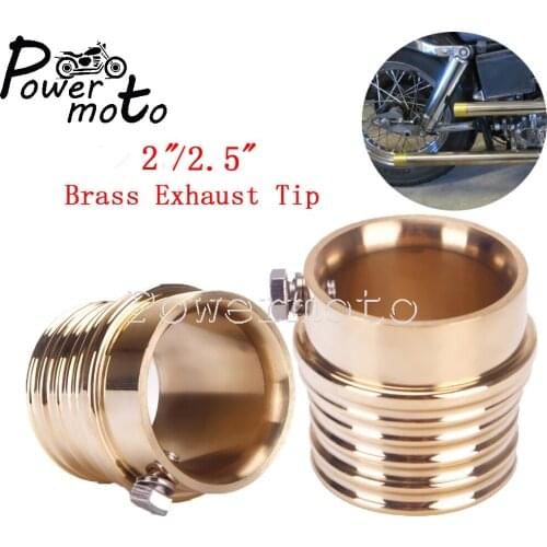 2."/2.5" Solid Brass Motorcycle End Exhaust Tip Cap For Harley Sportster BSA XS650 Chopper Bobber BMW Yamaha Suzuki Cafe Racer