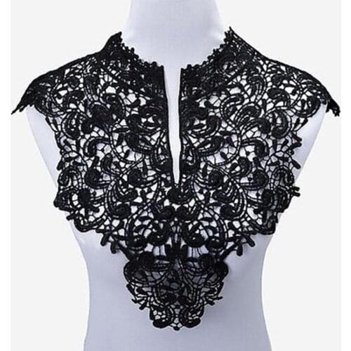 5pcs Black Flower Venise Lace Sewing Applique Lace Collar Neckline Collar Applique Diy Craft Neckline Sewing Accessories