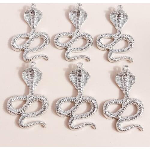 5pcs 28*44mm Charms Pendants Snake Charms for Necklaces Earrings Making Accessories Alloy Cobra Animal Charms Jewelry Findings