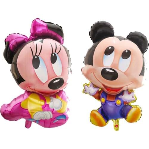 50Pcs Cute Mickey Mouse Birthday Party Decorations Kids Foil Balloons Cartoon Pink Bow Minnie Mouse Party Globos Toys Balloon