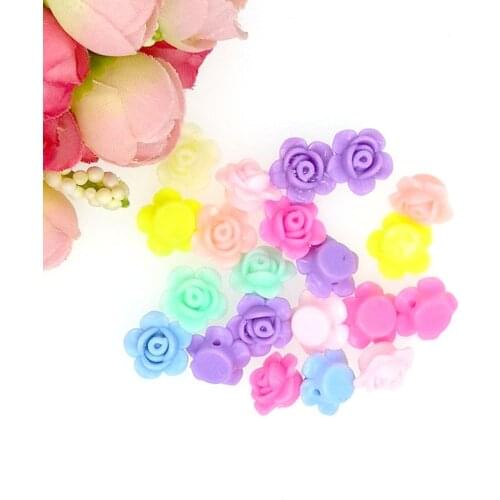 50pcs/lot 12mm Single Hole Flower Shape Spring Color Acrylic Beads Scrapbook Sewing Buttons DIY Material Findings BD20520