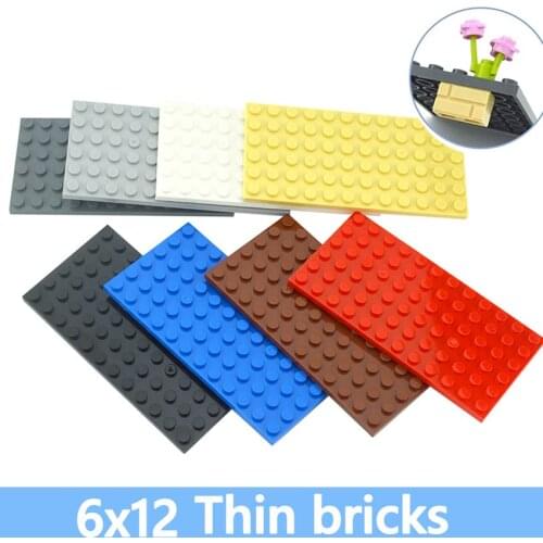 6pcs Assembles Particles 6x12 Thin Figures Bricks Educational DIY Building Blocks Creative Size Toys Compatible With 3028 Gift