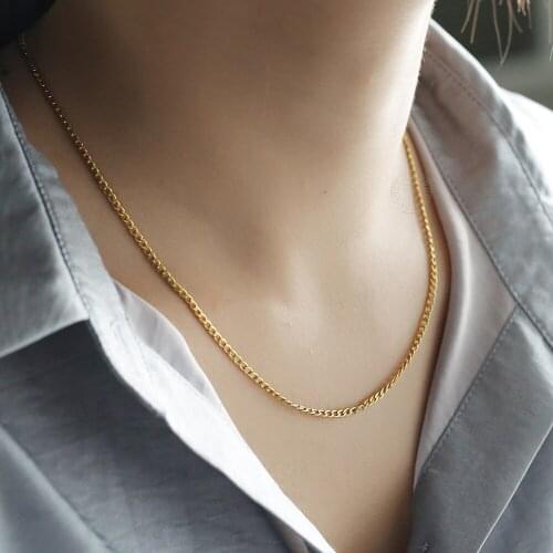 2mm Stainless Steel Curb Link Chain Necklace for Men Women Gold Silver Color 18inch extension Link Fashion Jewelry DKNM179