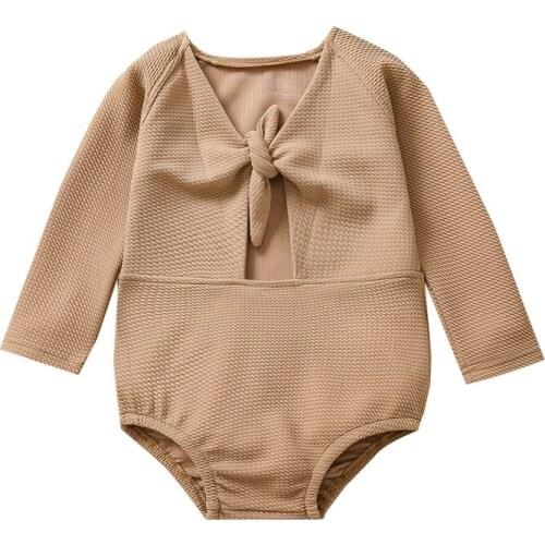 Baby Kids Girls Solid Color Swimwear Long Sleeve Hollow Out Knotted Swimsuit Beach Swimming Costume Sunsuit, 1-6Years