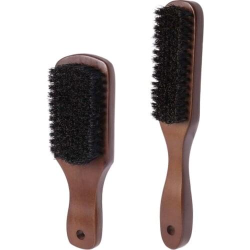 Men Boar Bristle Mustache Brush Wood Handle Comb Facial Beard Cleaning Styling