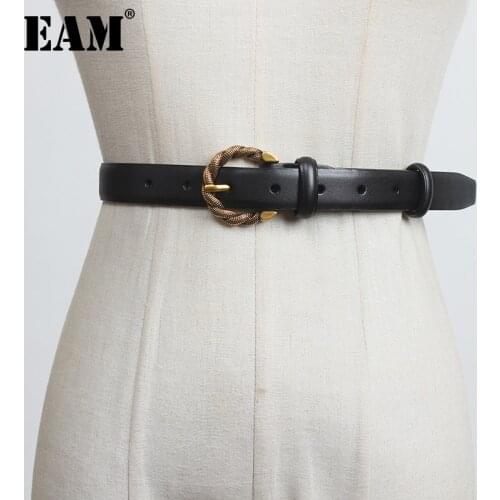 [EAM] Retro Multicolor Pu Leather Twist Shape Belt Personality Women New Fashion Tide All-match Spring Autumn 2021 1DD3185