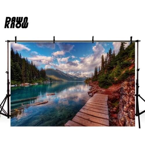 DAWNKNOW Clear River Photography Background Forest White Cloud Wedding Photo Studio Children Photographic Backdrop lv1591