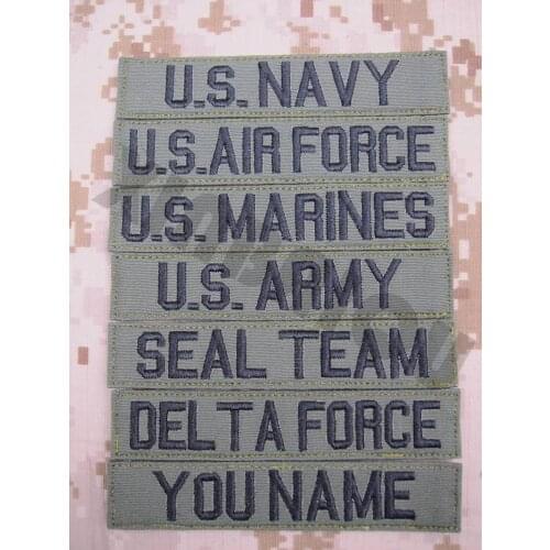 Custom Name Tape Green Background Black Letters Embroidery Patch