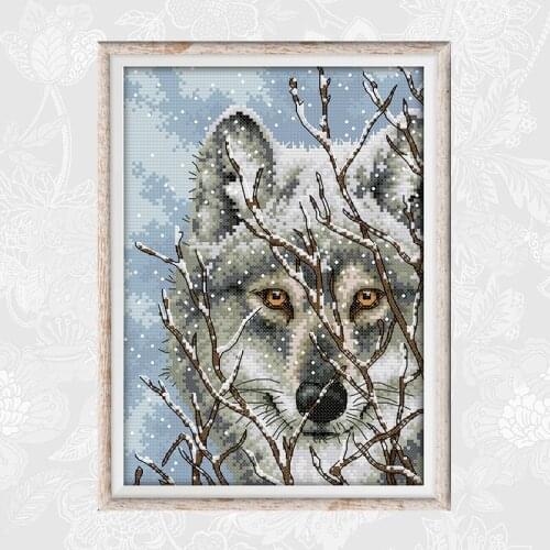 Joy Sunday Cross Stitch Wolf Paintings Fabric 11CT 14CT DIY Embroidery Thread Sets Home Decor Cross Stitch Kits Needlework