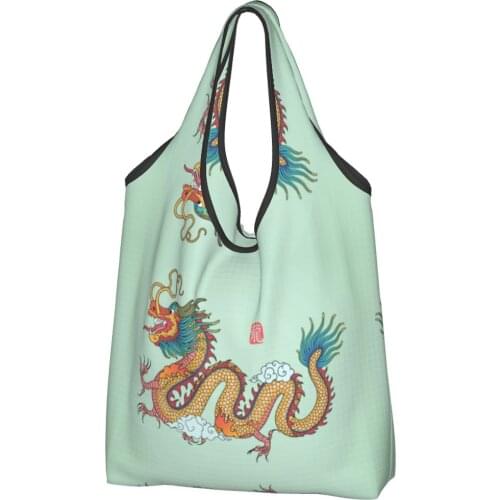 Chinese-dragon-colorful Canvas Bag Women Shoulder Bag Chinese New Year Ins Shoppers Bag
