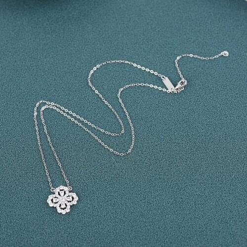 Fashion S925 Silver Creative Flowers Necklace Zircon Crystal Pendant Necklace for Women Jewelry Accessories