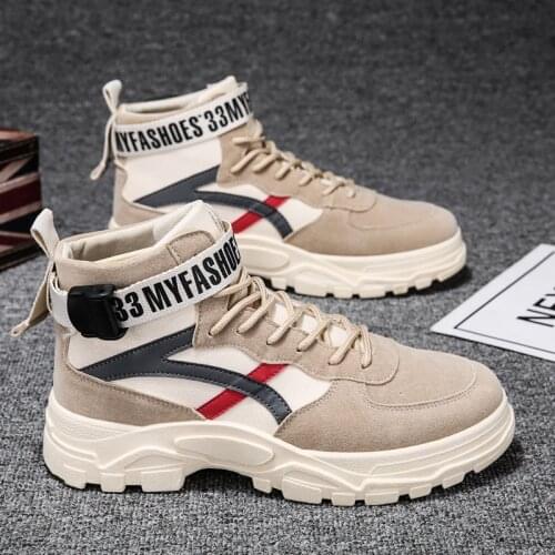 Mens boots autumn and winter new British tooling boots mens casual high-top canvas Martin boots fashion breathable sneakers