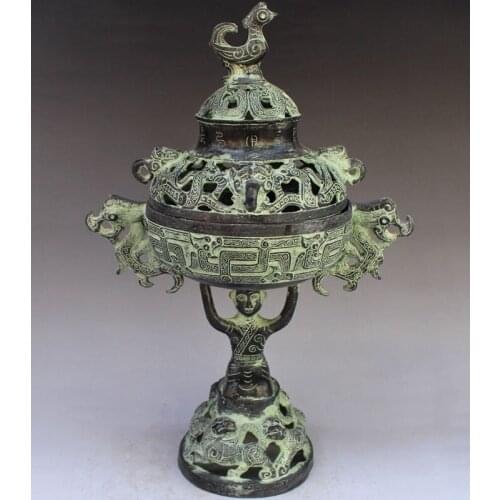 Very beautiful Chinese bronze hand carved incense burner