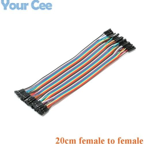 40pcs 20cm 1pin 1p-1p 2.54mm female to female jumper wire connector Dupont cable for Breadboard