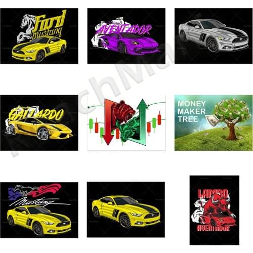 HD printing poster car bitcoin, bull stock market style wall art office/living room bedroom decoration canvas