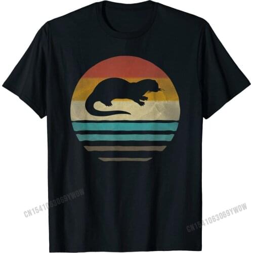 Retro Vintage Sunset Sea Otter Animal Lover Cute Funny Gift T-Shirt Funny Men T Shirts Street Tops & Tees Cotton Customized