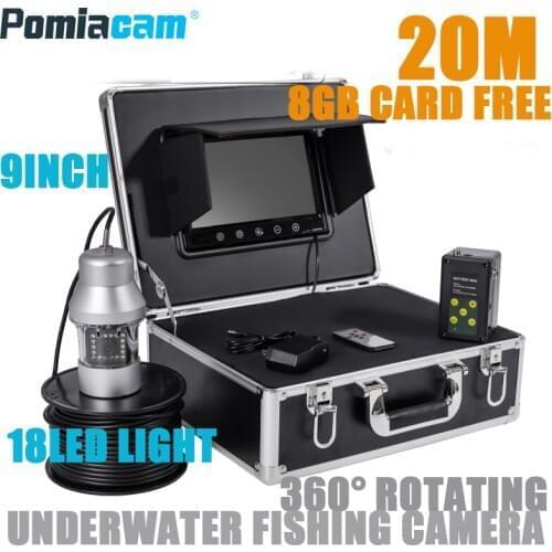 F08A 20m 9inch Monitor Visual fish finder HD 360 degree rotating fishing camera underwater Underwater salvage detection tool