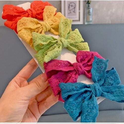 Cute Lace Bows Hairpins for Girls Flower Print Hair Bows Boutique Hair Clip For Kids Girls Barrettes Hair Accessories