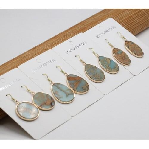 Natural Stone Earrings Irregular Ocean Ore Charms For Elegant Women Love Romantic Gift