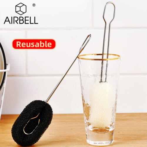 AIRBELL Bottle cleaning brush cleaner Household kitchen tools nano sponge Dish gadget detailing Metal wonder home wire item baby