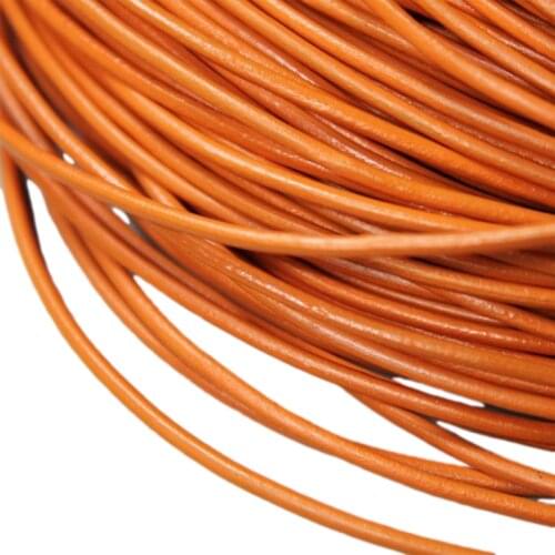 Aaazee 5 Yards 2mm Round Genuine Hide Orange Cow Leather Strands Real Cord for DIY Bracelet Necklace Jewelry Cloth