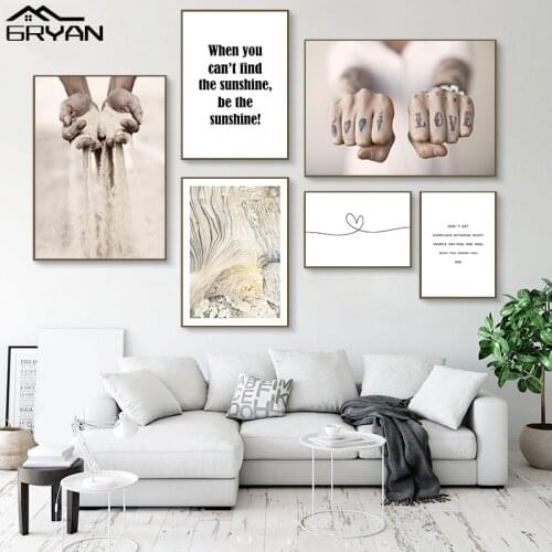 Scandinavian Modern Print Poster Love Motivational Quote Desert Wall Art Abstract Marble Canvas Painting Home Decoration Picture
