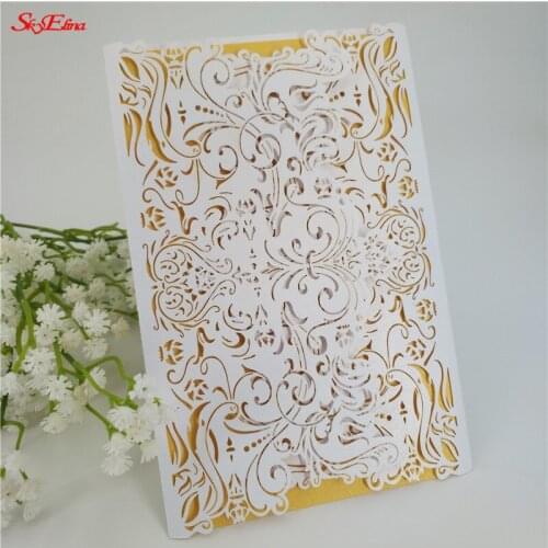 Sky Elina10Pcs 12*18cm MR&MRS Laser Cut Wedding Invitations Card Kit Blank Paper Invitation Wedding Essential 5Z-SH073