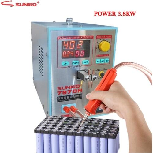 SUNKKO 797DH battery spot welding machine 3.8KW High Power Welding thickness up to 0.35mm Pulse spot welder with 70B welding pen