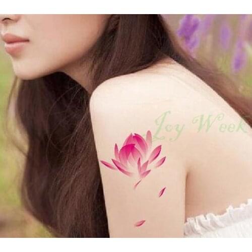 Waterproof Temporary Tattoo Sticker pink lotus tattoo flower bloom tatto stickers flash tatoo fake tattoos for girl