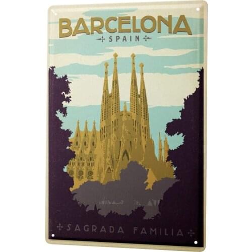 SINCE 2004 Tin Sign Metal Plate Decorative Sign Home Decor Plaques Deco City Spain Barcelona Sagrada Familia 8X12