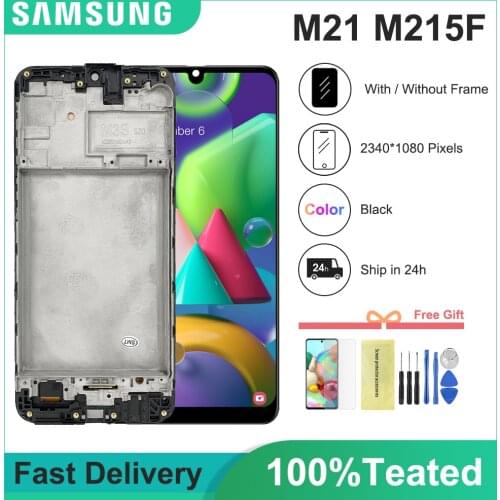 SUPER AMOLED 6.4" display For Samsung Galaxy M21 M215 M215F LCD Display Touch Screen Digitizer With Frame M215F/DS LCD Assembly