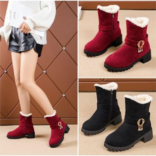 Winter new thick-soled retro Martin boots wild round head plus cashmere motorcycle boots fashion womens boots Zapatillas Mujer