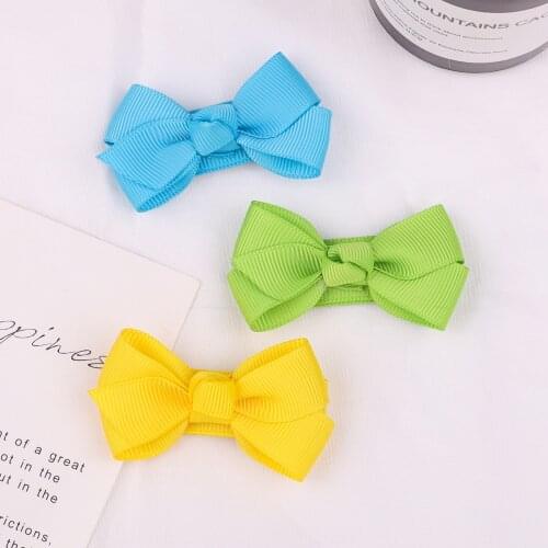 1Piece Cute Candy Color Bows Hair Clip For Kids Girls BB Clips Ribbon Bowknot Handmade Baby Hairpins Headwear Hair Accessories