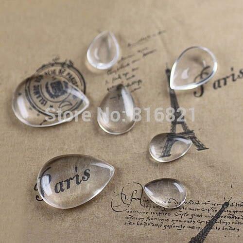 100 Pieces/lot) New Clear Glass Teardrop CABs Cabochons Cameo Cover Jewelry Crafts 10x14mm 13x18mm 18x25mm