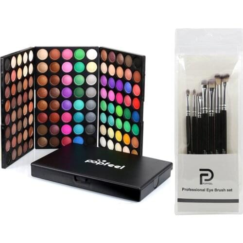 120 Colors/SET Professional Makeup Eyeshadow Pallete Mixed Color Waterproof Natural Eye Shadow + 7PCS Soft Hair Brushes Set DFDF