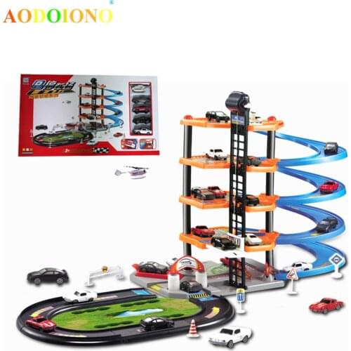 3D Racing Track Toys 4-Layers Car Parking Lot Assemble Railway Rail Car Vehicle Toys for Children Kids Birthday Christmas Gifts