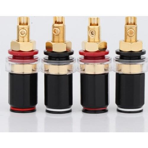 4pcs Hi-end HiFi Audio Gold Plated Conductor Long Binding Post Speaker Amplifier Terminal